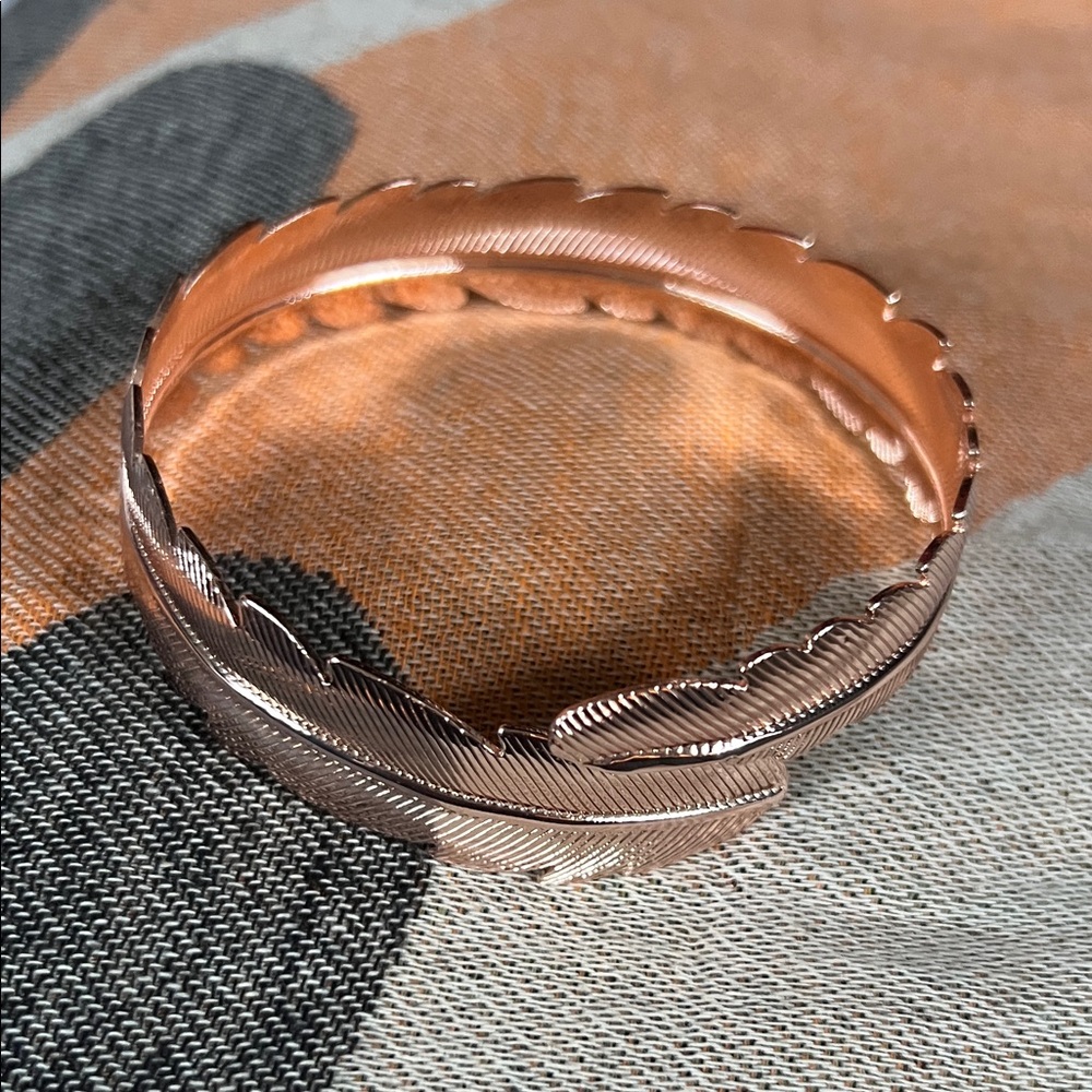 Rose Goldtone Feather Arm Cuff/Bangle Bracelet